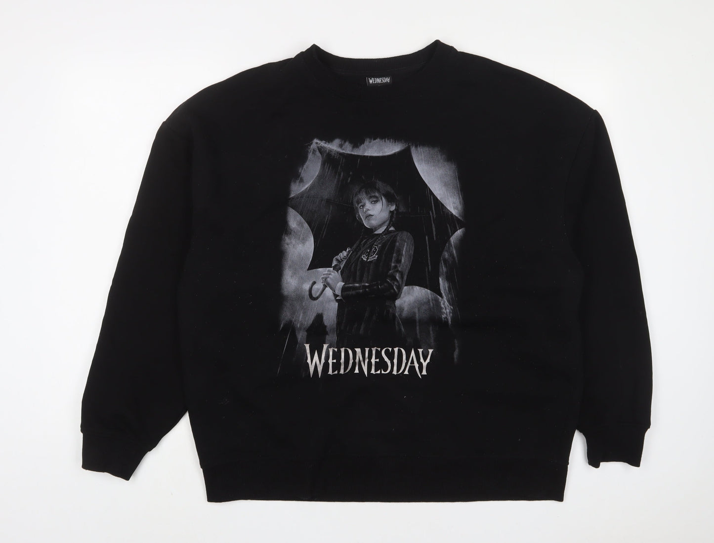 Wednesday Womens Black Cotton Pullover Sweatshirt Size M Pullover