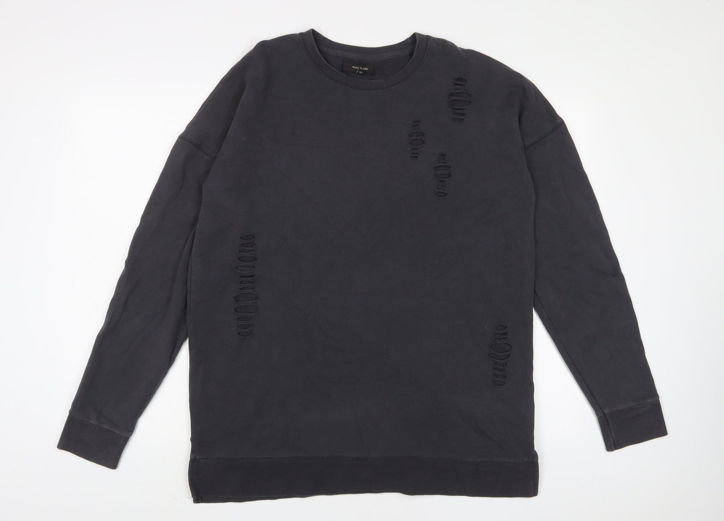 River Island Womens Grey Cotton Pullover Sweatshirt Size M Pullover