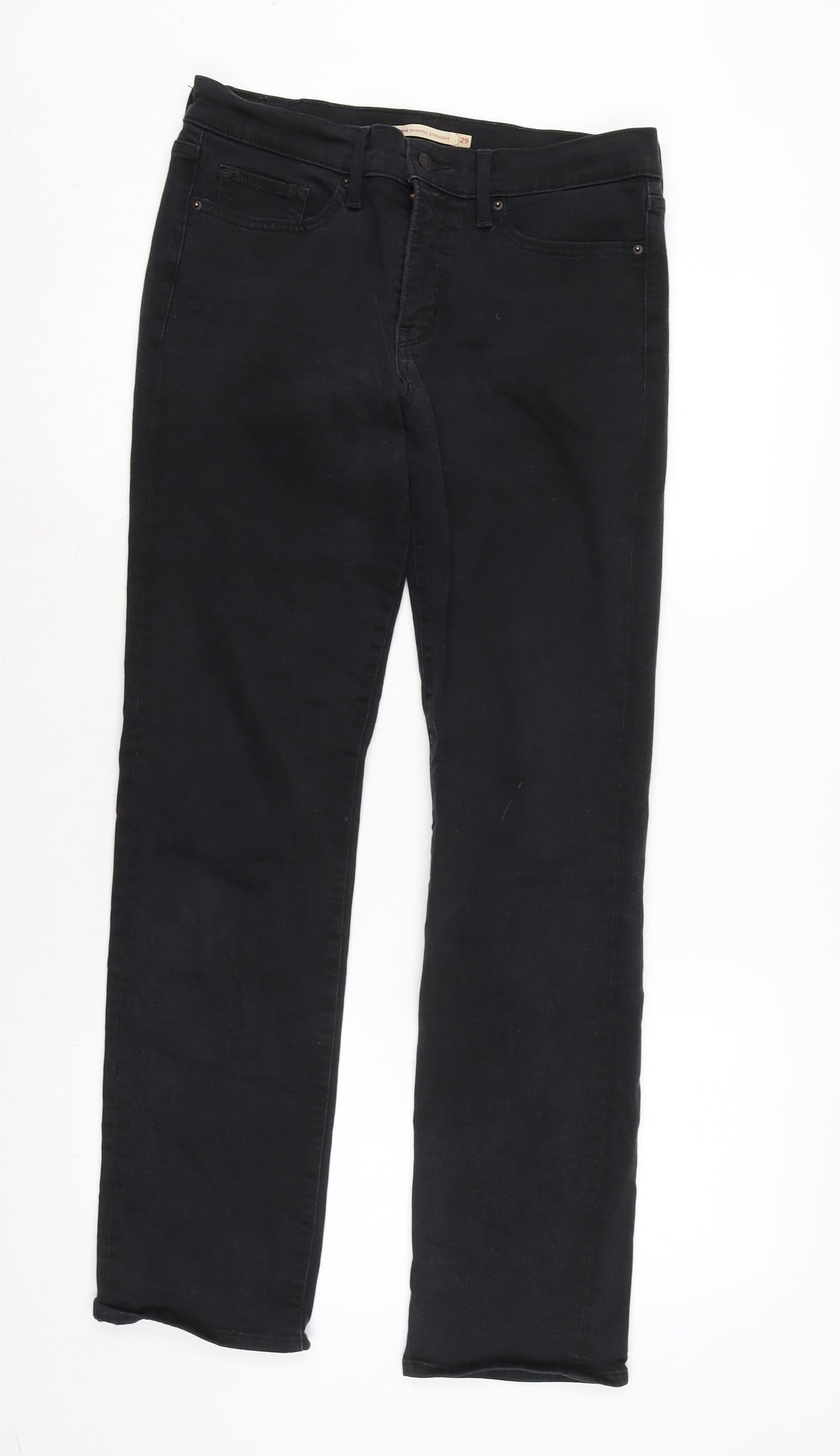 Levis Womens Black Cotton Blend Straight Jeans Size 30 in L30 in Regular Zip