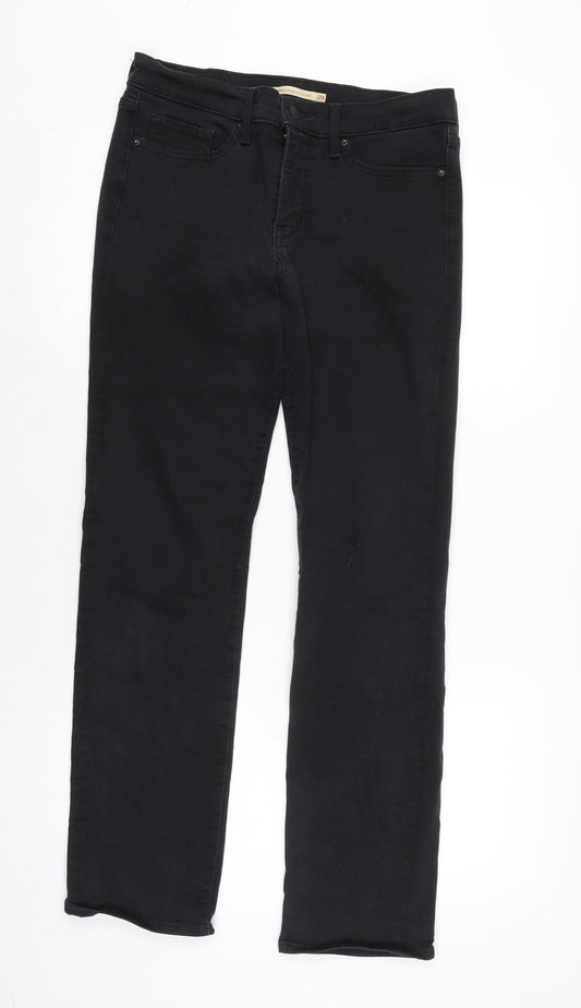Levis Womens Black Cotton Blend Straight Jeans Size 30 in L30 in Regular Zip