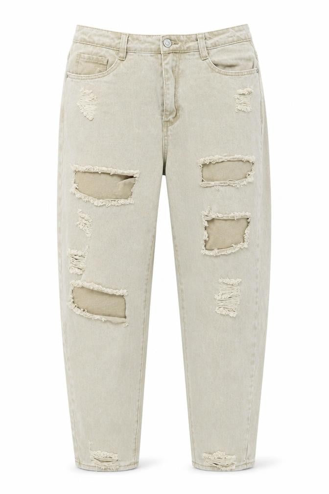 Riot Womens Beige Cotton Straight Jeans Size 10 L29.5 in Regular Zip