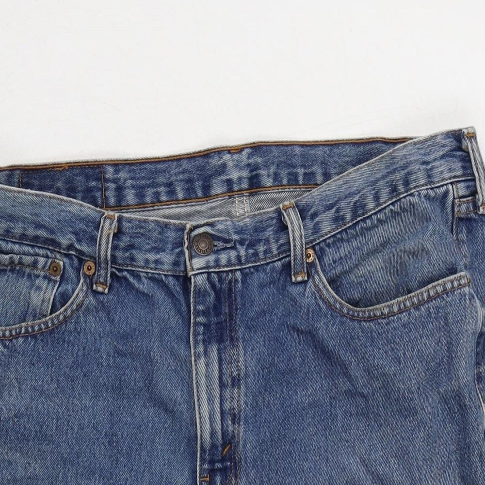 Levi's Mens Blue Cotton Bermuda Shorts Size 34 in L12 in Regular Zip - Raw Hem