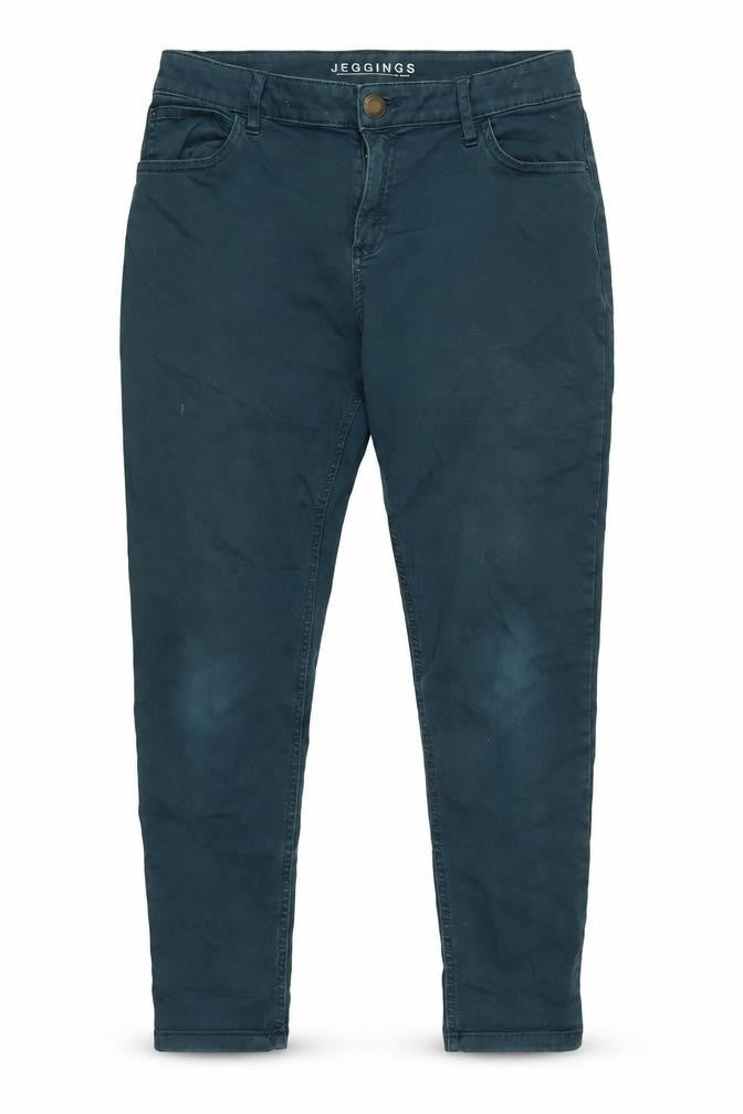 Marks and Spencer Womens Blue Cotton Blend Tapered Jeans Size 14 L26 in Regular Zip