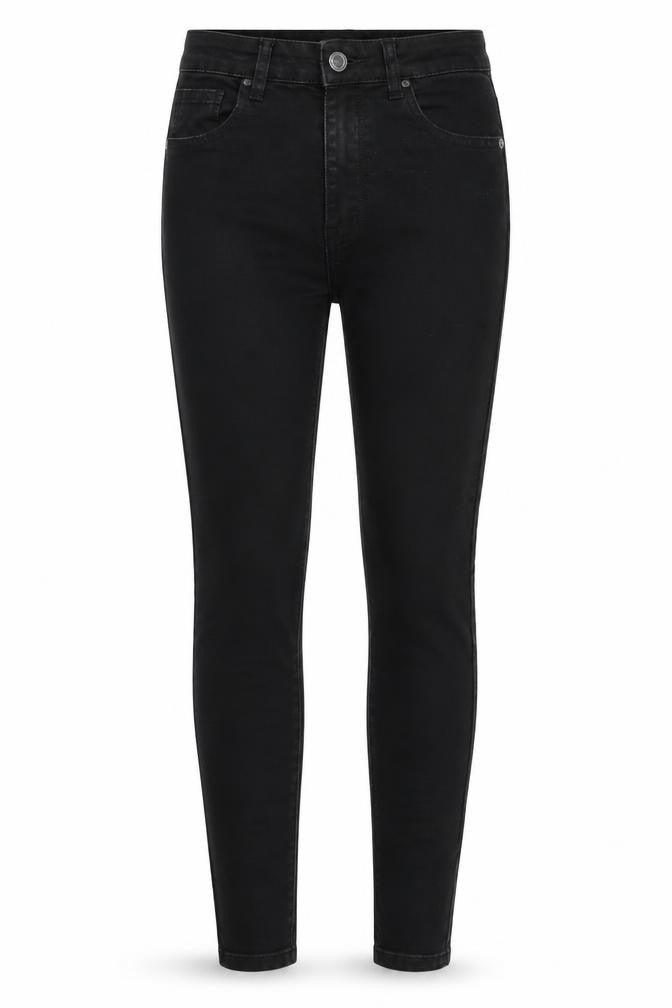 PRETTY LITTLE THING Womens Black Cotton Blend Tapered Jeans Size 8 L28 in Regular Zip