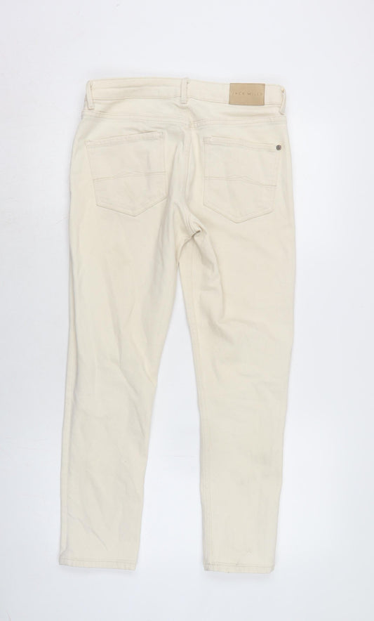 Jack Wills Womens Ivory Cotton Blend Cropped Jeans Size 28 in L26.5 in Regular Zip