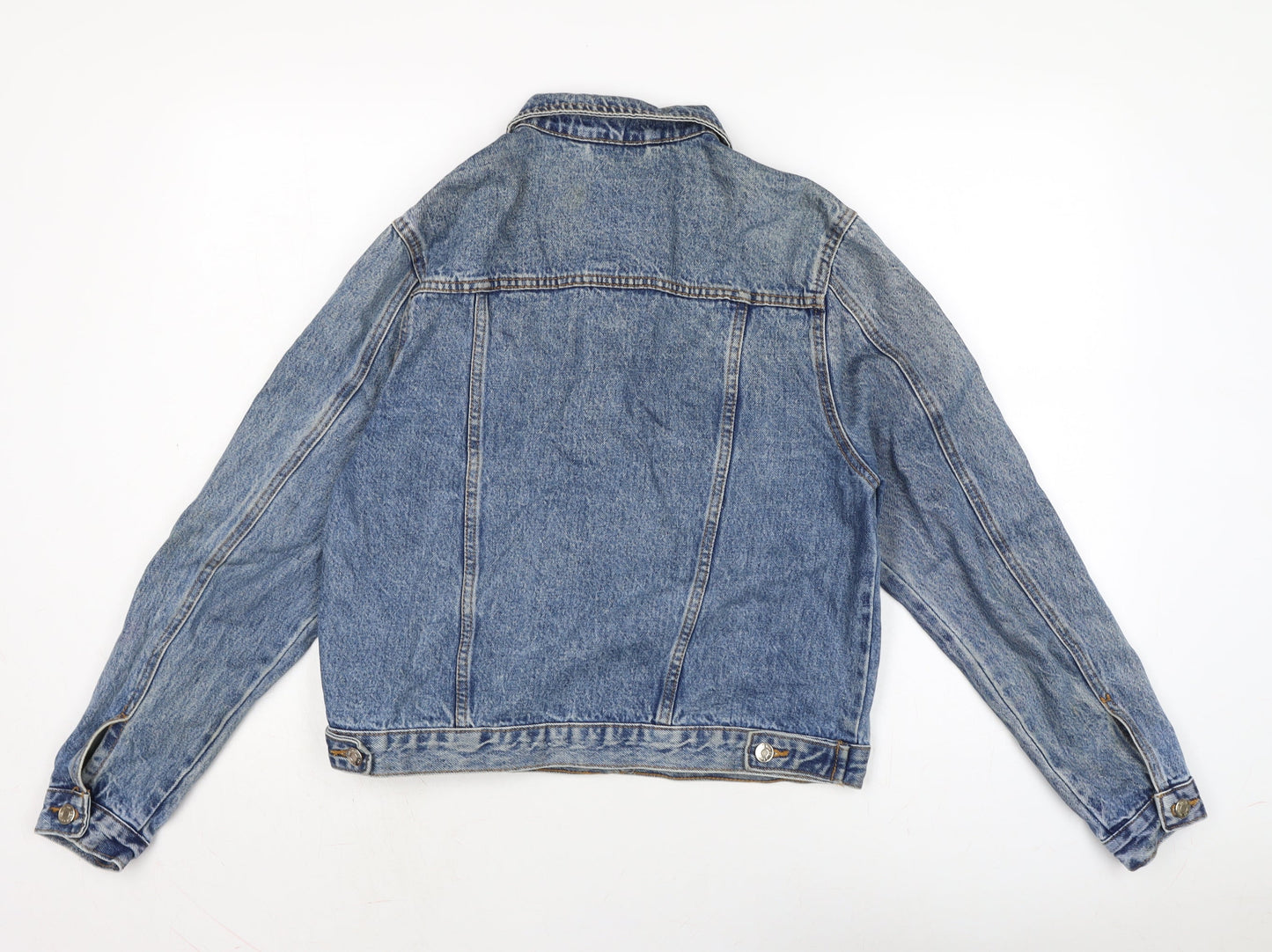 Denim & Co. Womens Black Biker Jacket Size 12 Button