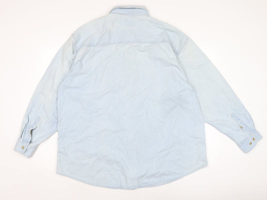 Lee Mens Blue Cotton Button-Up Size XL Collared Button - SAS
