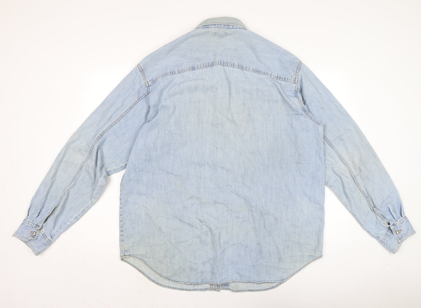 Levis Mens Blue Cotton Button-Up Size L Collared Button