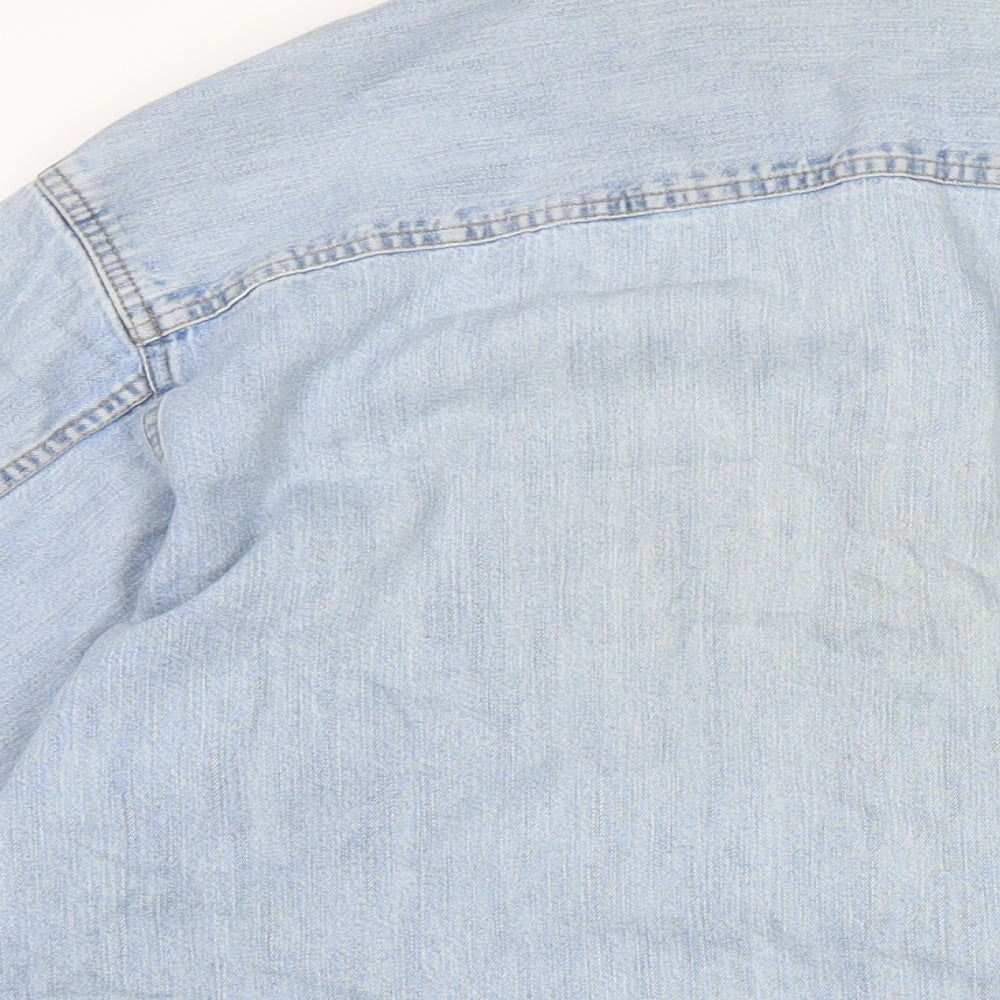 Levis Mens Blue Cotton Button-Up Size L Collared Button