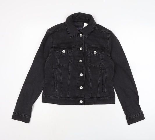 Marks and Spencer Womens Grey Biker Jacket Size 10 Button