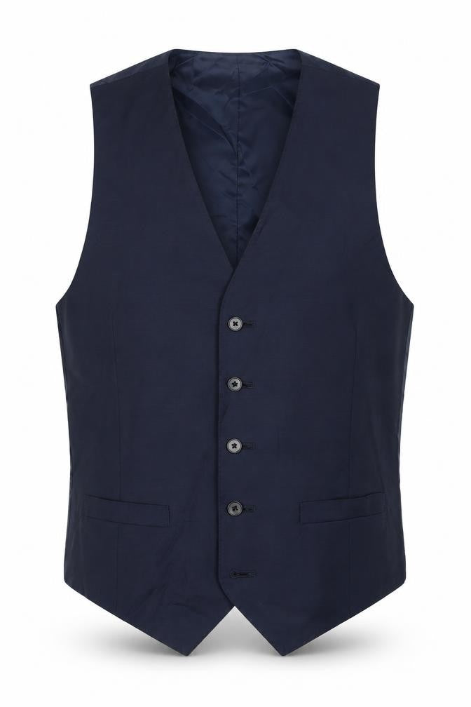 Marks and Spencer Mens Blue Polyester Jacket Suit Waistcoat Size 36 Regular