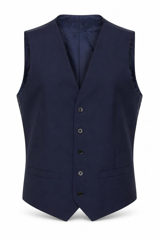 Marks and Spencer Mens Blue Polyester Jacket Suit Waistcoat Size 36 Regular