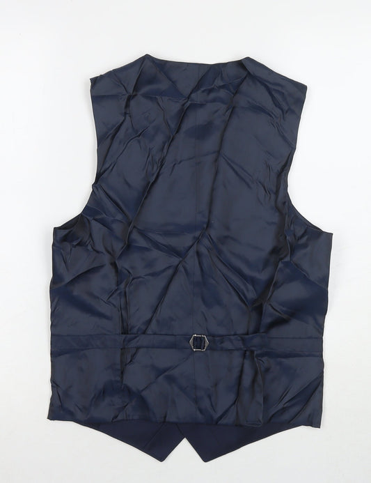 Marks and Spencer Mens Blue Polyester Jacket Suit Waistcoat Size 36 Regular