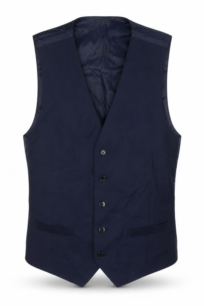 Marks and Spencer Mens Blue Wool Jacket Suit Waistcoat Size 38 Regular