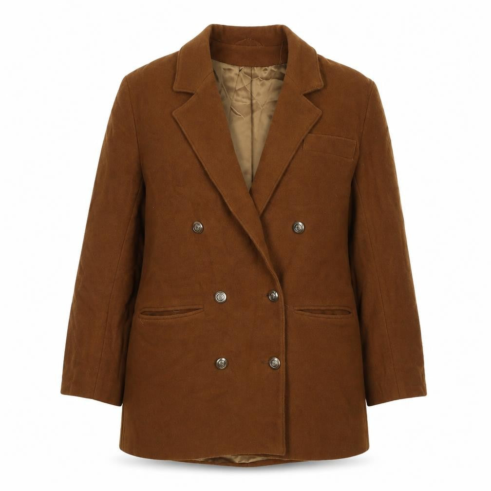 Made in U.K. Womens Brown Overcoat Coat Size 14 Button