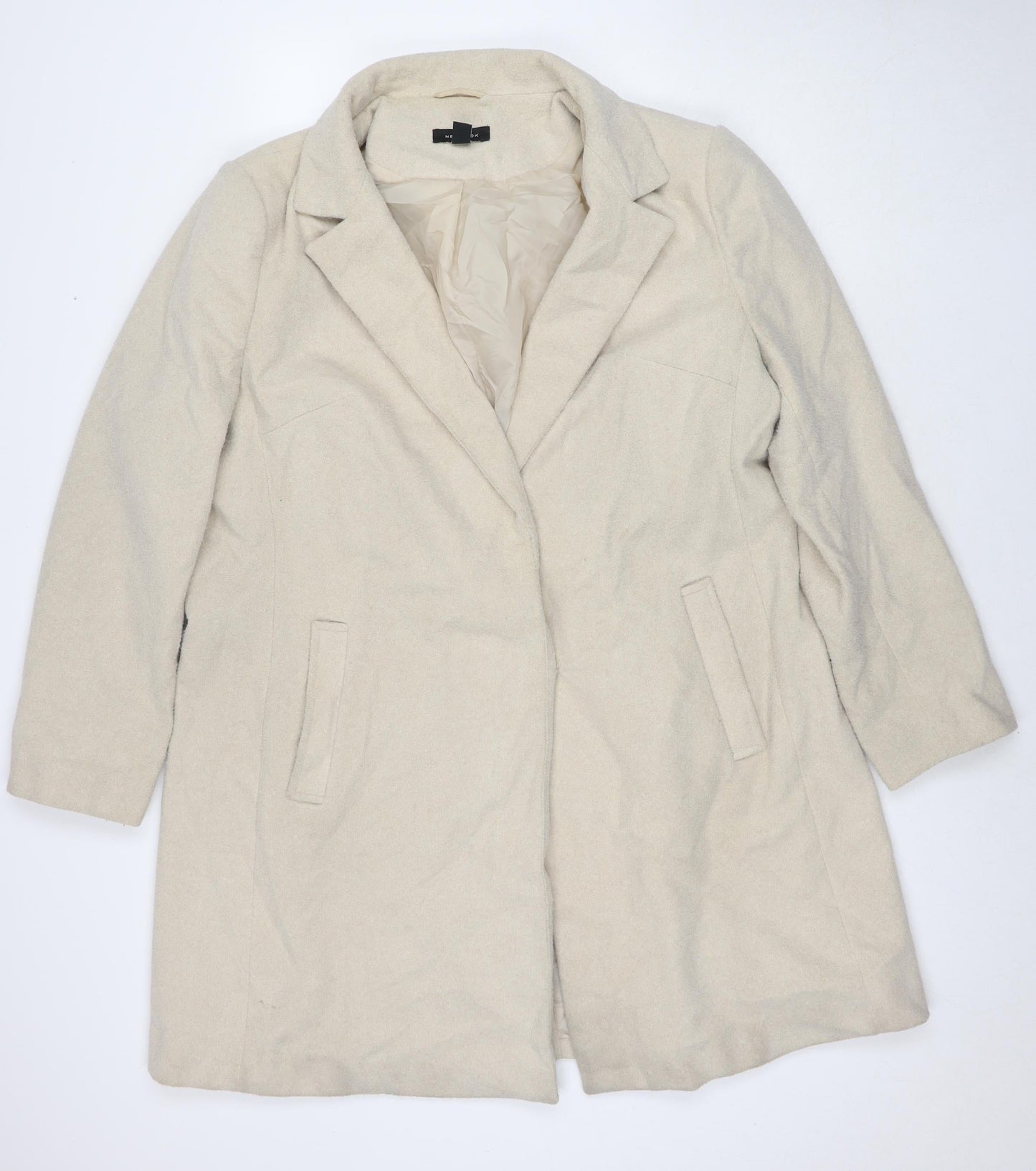 New Look Womens Ivory Overcoat Coat Size 18 Button