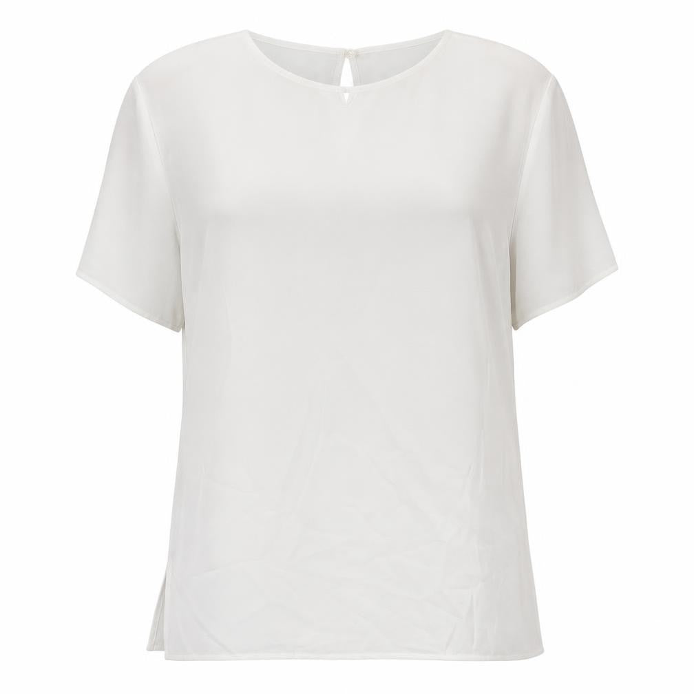 Marks and Spencer Womens White Polyester Basic T-Shirt Size 14 Round Neck