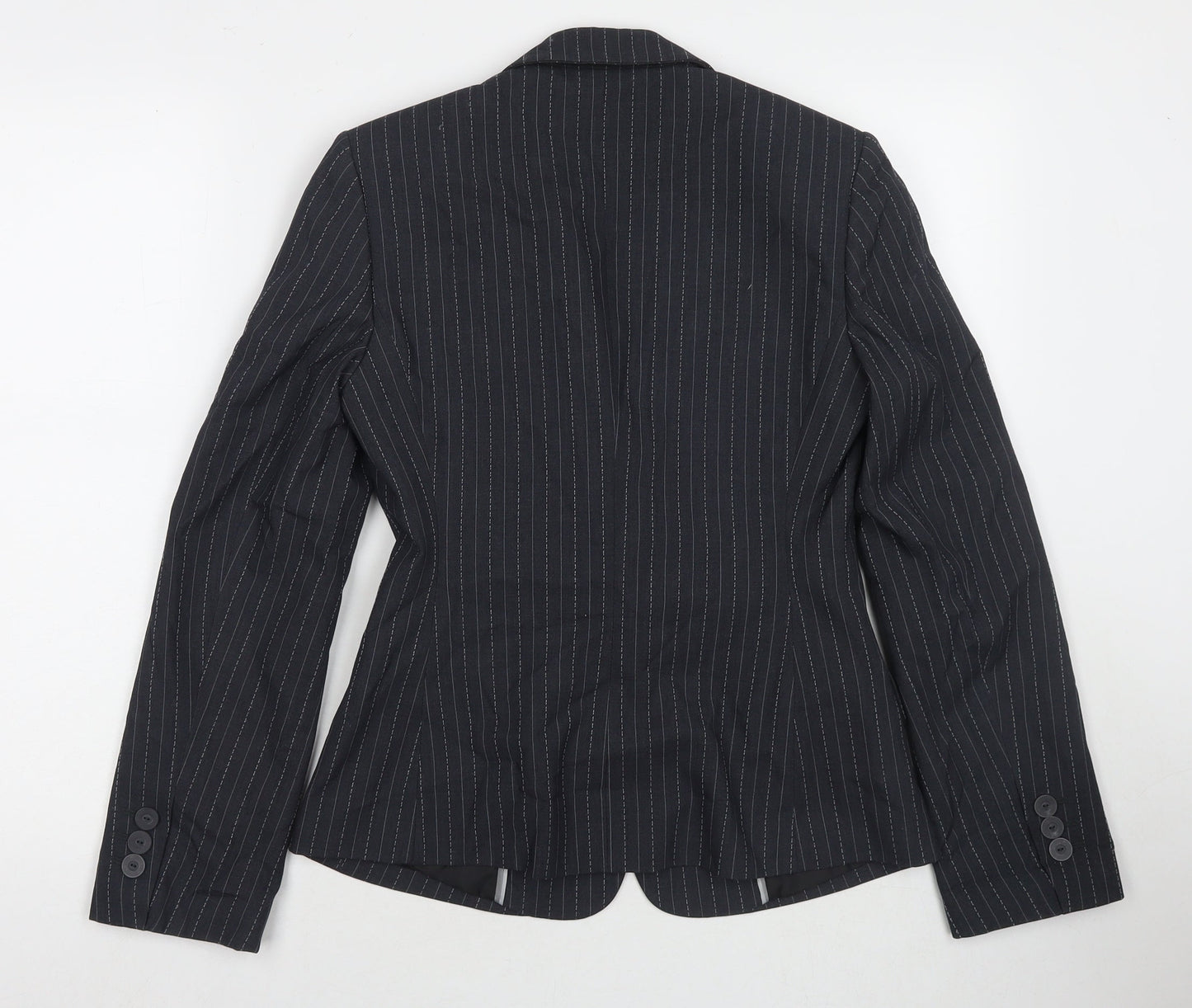 Marks and Spencer Womens Grey Striped Jacket Blazer Size 8 Button
