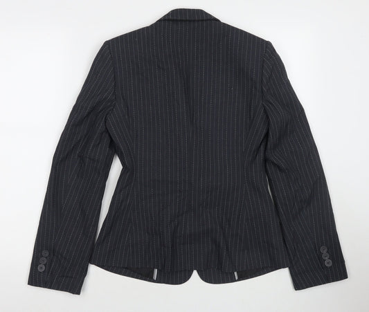 Marks and Spencer Womens Grey Striped Jacket Blazer Size 8 Button