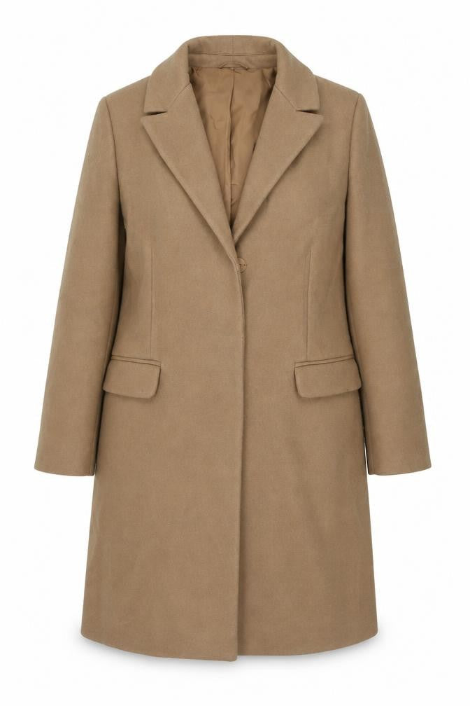 Marks & Spencer Womens Beige Overcoat Coat Size 14 Snap