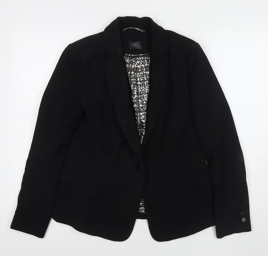 Marks and Spencer Womens Black Jacket Blazer Size 10 Button