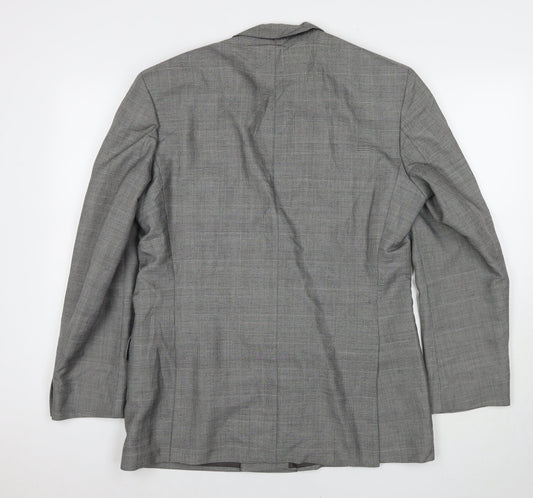 St Michael Mens Grey Check Polyester Jacket Suit Jacket Size 38 Regular