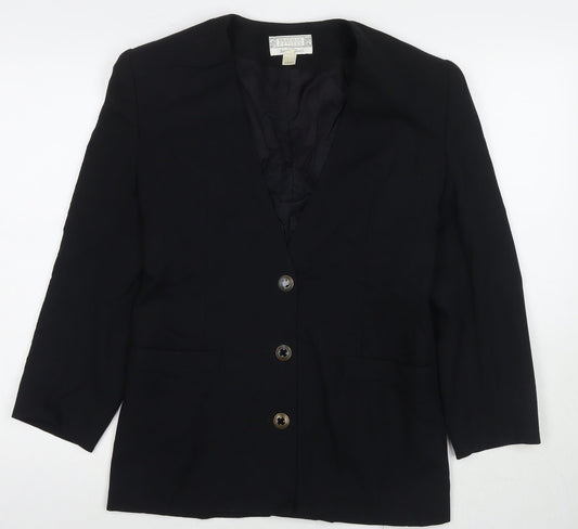 Braemar Womens Black Jacket Blazer Size 8 Button