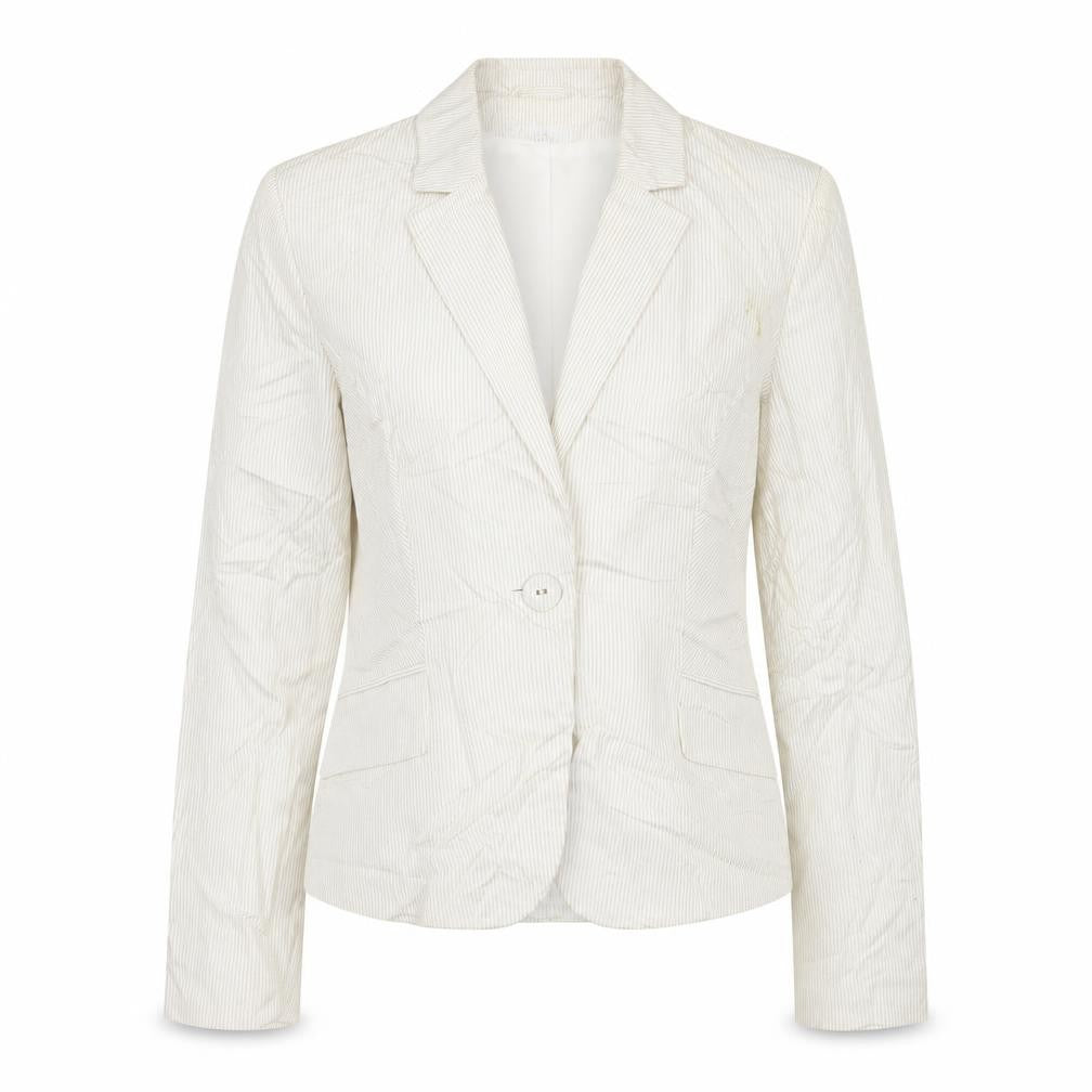 H&M Womens White Striped Jacket Size 6 Button