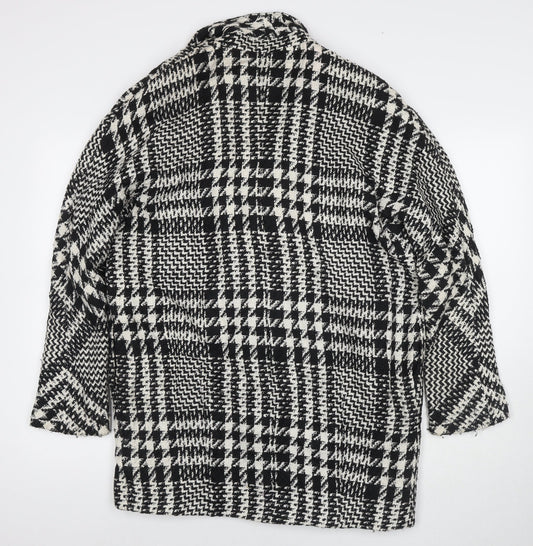Mango Womens Black Herringbone Overcoat Coat Size M
