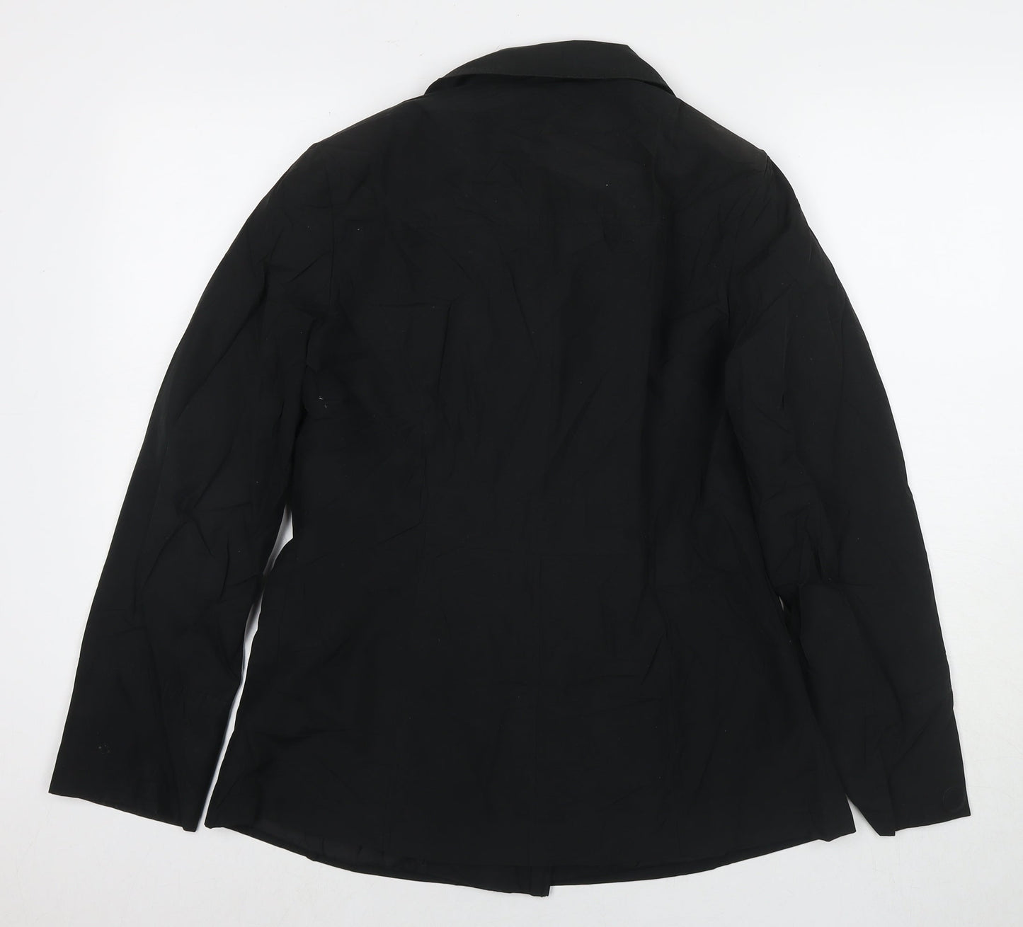 BHS Womens Black Trench Coat Jacket Size 12 Button