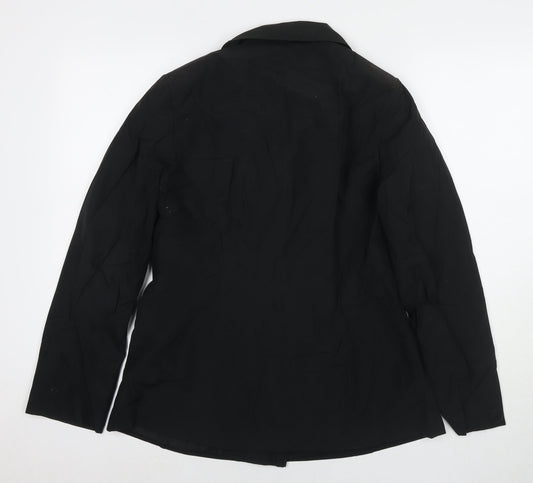 BHS Womens Black Trench Coat Jacket Size 12 Button