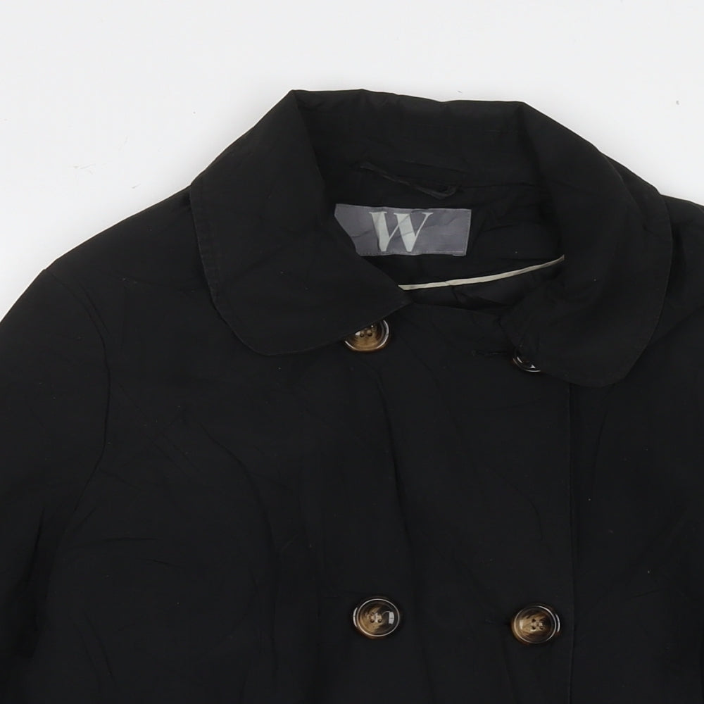 BHS Womens Black Trench Coat Jacket Size 12 Button