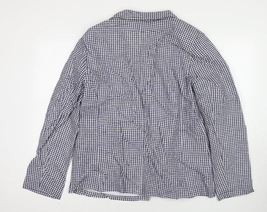 Rockmans Womens Blue Check Jacket Blazer Size 16 Hook & Eye