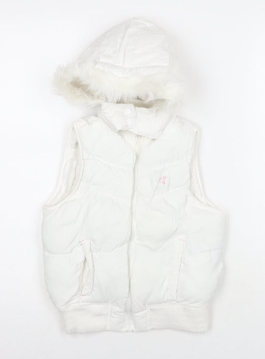 Girl2Girl Girls White Gilet Waistcoat Size 5-6 Years Zip