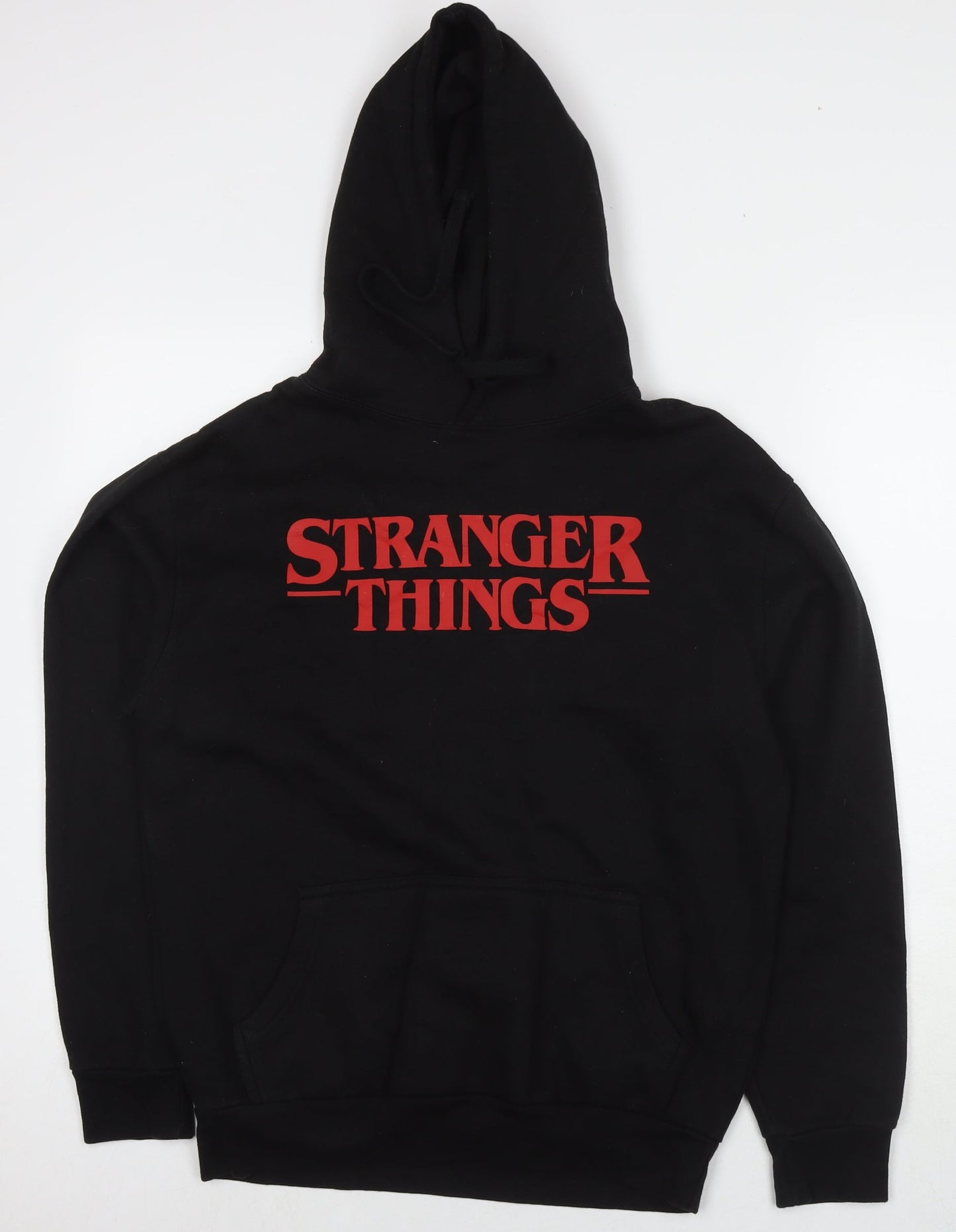 Stranger Things Womens Black Cotton Pullover Hoodie Size M Pullover - Logo