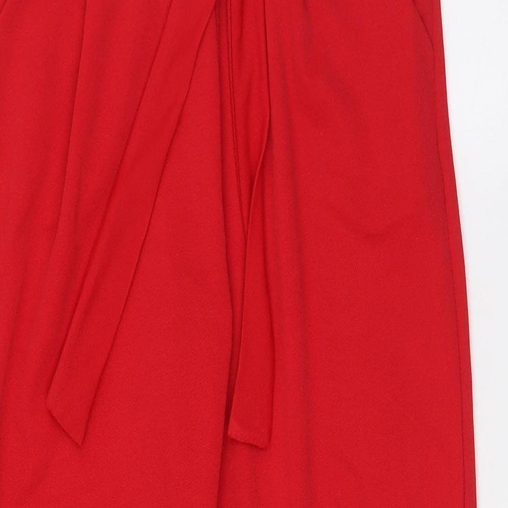 I SAW IT FIRST Womens Red Polyester Trousers Size 8 L30 in Regular