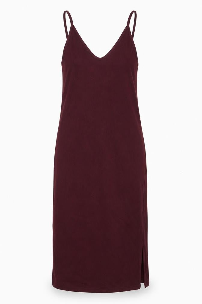 Front view of Missguided women’s purple polyester a-line, size UK 8, v-neck - ribbed