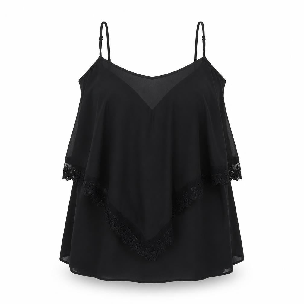 VILA Womens Black Polyester Camisole T-Shirt Size M V-Neck