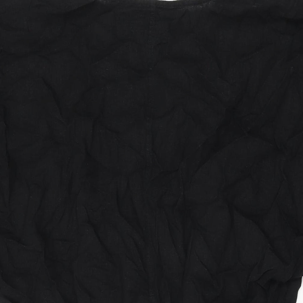 Marks and Spencer Womens Black Linen Shift Size 10 V-Neck Pullover