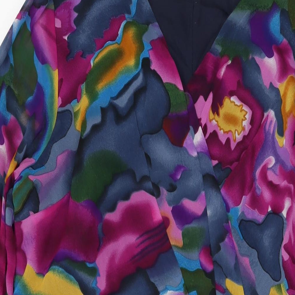 Penny Plain Womens Multicoloured Geometric Polyester Shift Size 16 V-Neck Zip
