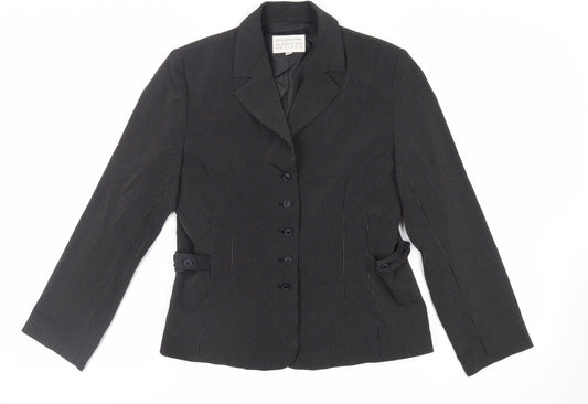 Fairweather Petites Womens Black Striped Jacket Blazer Size 10 Button