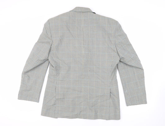 SCOTT Mens Green Plaid Polyester Jacket Suit Jacket Size 40 Regular