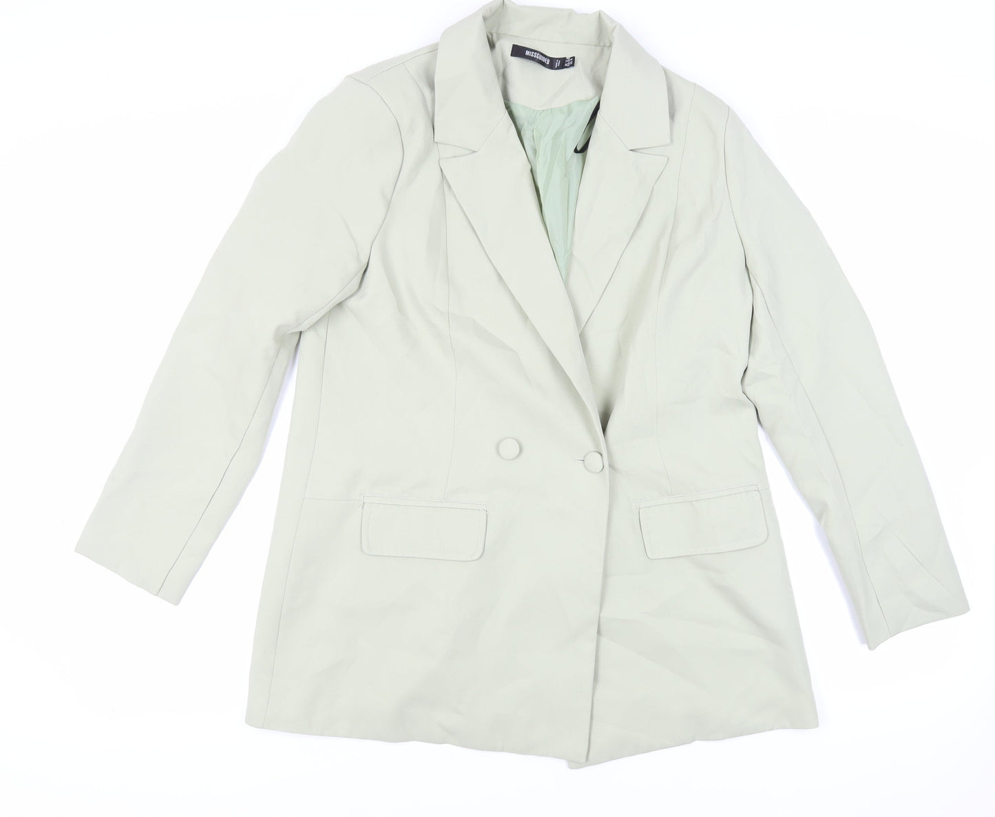 Missguided Womens Green Jacket Blazer Size 12 Button