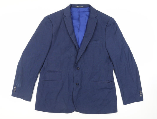 Fellini Mens Blue Polyester Jacket Suit Jacket Size 46 Regular