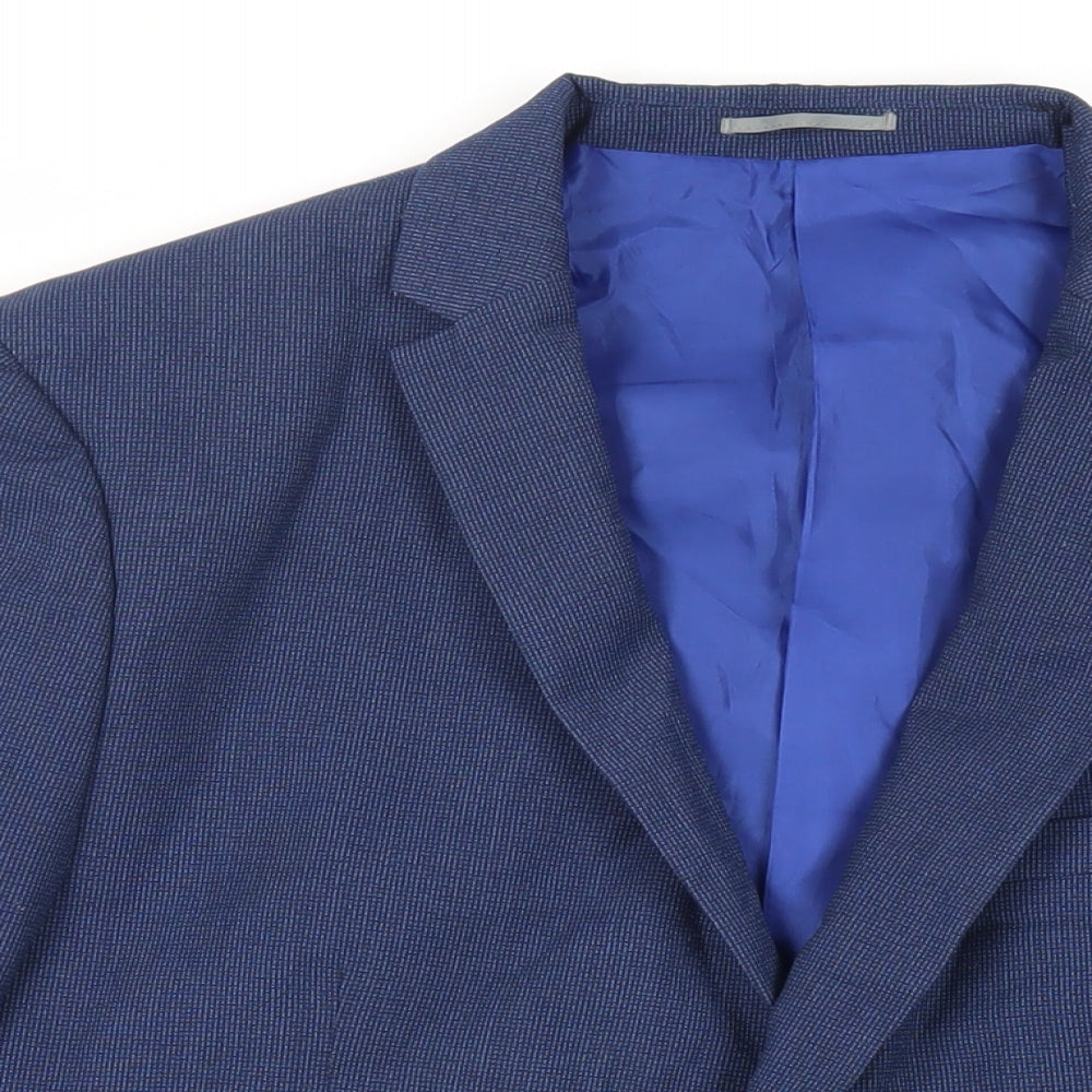 Fellini Mens Blue Polyester Jacket Suit Jacket Size 46 Regular