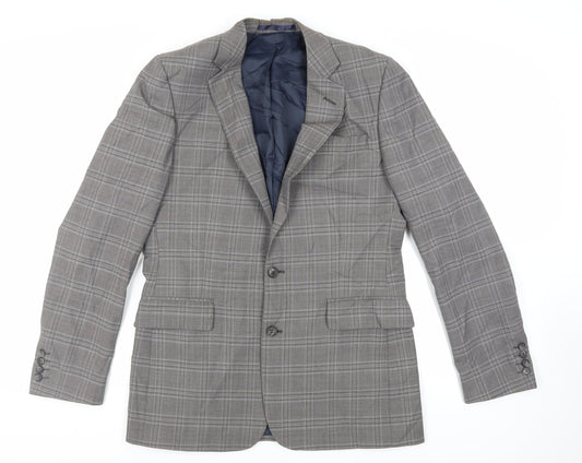 Hammond & Co. Mens Grey Plaid Wool Jacket Suit Jacket Size 40 Regular
