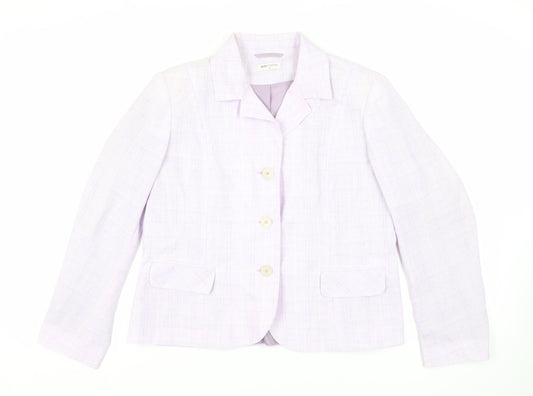Bonmarché Womens Purple Plaid Jacket Blazer Size 18 Button