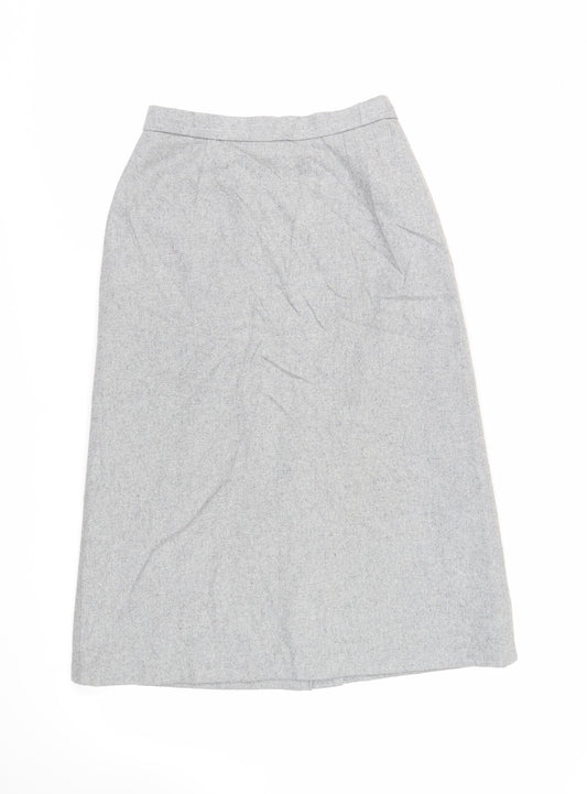 Richards Shops Womens Grey Polyester A-Line Skirt Size 14 Zip - Vintage