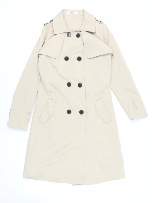 IVIVI Womens Beige Trench Coat Coat Size M Button