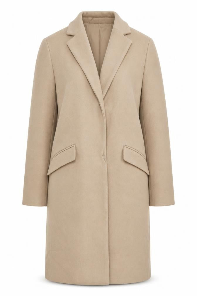 Marks & Spencer Womens Beige Overcoat Coat Size 10 Snap